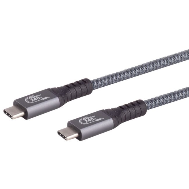 Premium USB-C naar USB-C kabel - USB4 (tot 40 Gbit/s) - PD3.1 tot 240W - video tot 8K 60Hz / zwart - 0,25 meter