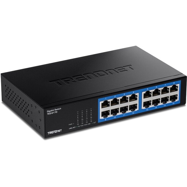 TRENDnet TEG-S17D Gigabit Ethernet Switch met 16 poorten - 10/19 inch (1HE) / zwart