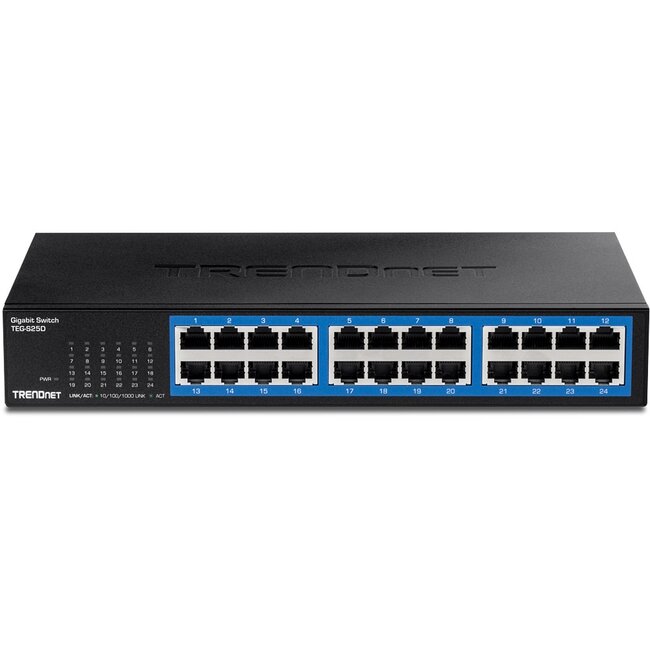 TRENDnet TEG-S25D Gigabit Ethernet Switch met 24 poorten - 10/19 inch (1HE) / zwart