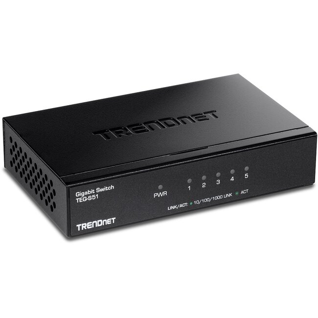 TRENDnet TEG-S51 Gigabit Ethernet Switch met 5 poorten / zwart