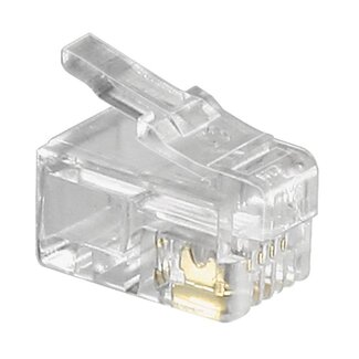 S-Impuls RJ10 krimp connector (4P4C) voor ronde telefoonkabel - per stuk / transparant