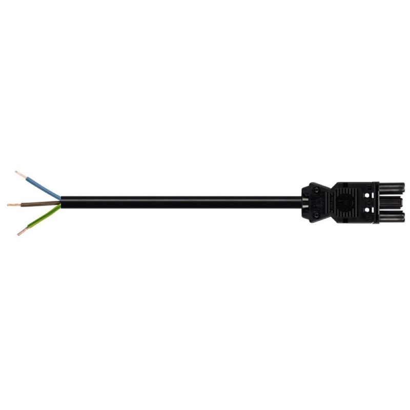 Schroff installatiestekker stroomkabel - Wieland GST18® - open eind / zwart - 2,5 meter