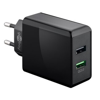 Goobay Goobay USB thuislader met 2 poorten - Quick Charge 3.0 - 28W / zwart