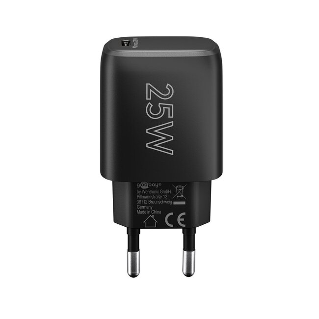 Goobay thuislader met 1 USB-C PD poort - 25W / zwart