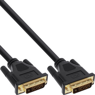 InLine® DVI-D kabel, Premium, 24+1 M/M, Dual Link, verguld, 10m