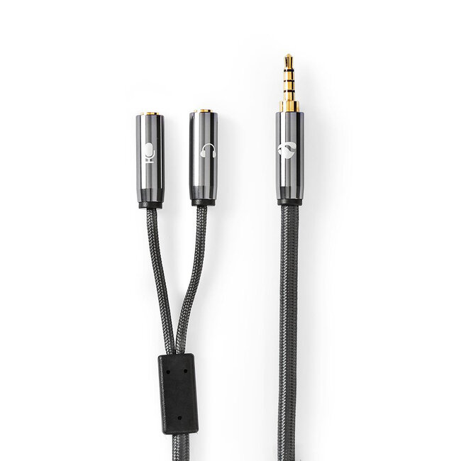 Nedis Premium 3,5mm Jack 4-polig stereo audio splitter / zwart - 0,20 meter
