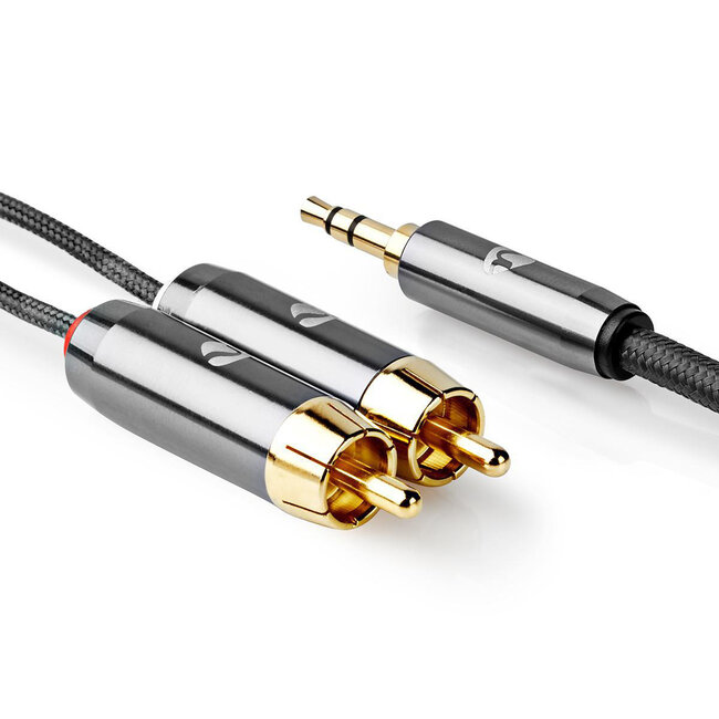 Nedis Premium 3,5mm Jack - Tulp stereo audio kabel / zwart - 2 meter