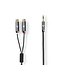 Nedis Premium 3,5mm Jack (m) - Tulp (v) stereo audio adapter kabel / zwart - 0,20 meter