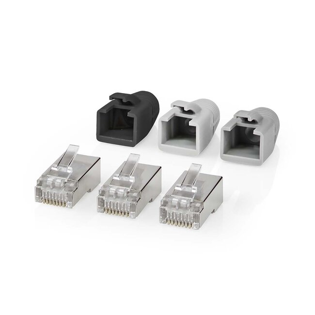 Nedis RJ45 krimp connectoren (STP) met doorsteekmontage voor CAT6 netwerkkabel (vast/flexibel) - 10 stuks (incl. huls)