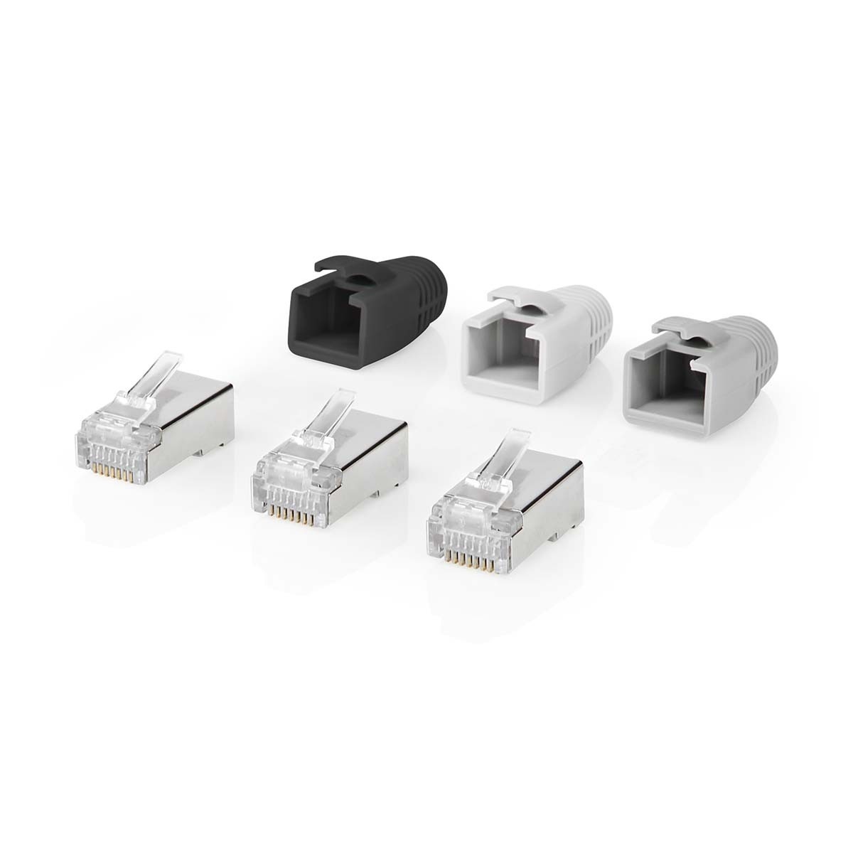 RJ45-Connector | RJ45 Pass Through | Stevig/Gesnoerd FTP CAT6a | Recht | Verguld | 10 Stuks | PVC |