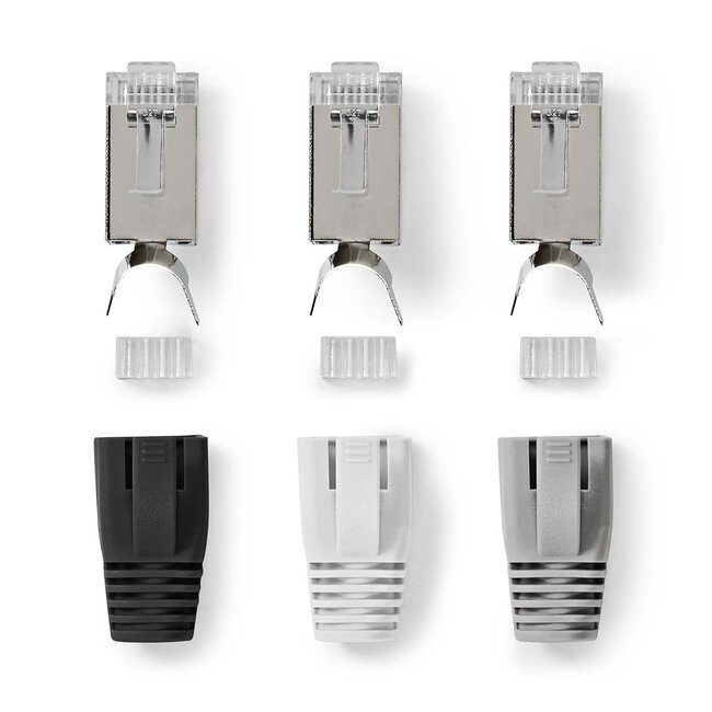 Nedis RJ45 krimp connectoren (STP) met doorsteekmontage voor CAT7 netwerkkabel (vast/flexibel) - 10 stuks (incl. huls)