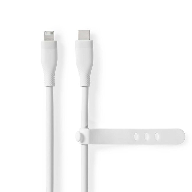 Nedis 8-pins Lightning naar USB-C siliconen kabel - USB2.0 - tot 27W / wit - 1,5 meter