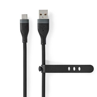Nedis Nedis USB-C naar USB-A siliconen kabel - USB2.0 - PD 15W / zwart - 1,5 meter
