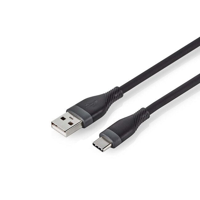 Nedis USB-C naar USB-A siliconen kabel - USB2.0 - PD 15W / zwart - 1,5 meter
