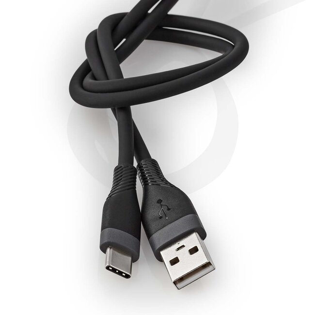 Nedis USB-C naar USB-A siliconen kabel - USB2.0 - PD 15W / zwart - 1,5 meter