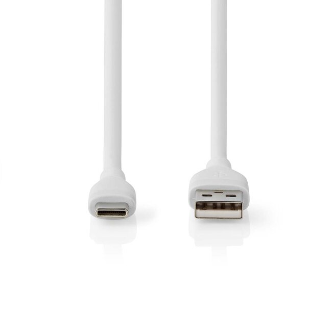 Nedis USB-C naar USB-A siliconen kabel - USB2.0 - PD 15W / wit - 1,5 meter