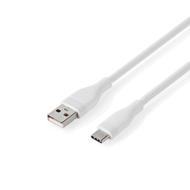 Nedis USB-C naar USB-A siliconen kabel - USB2.0 - PD 15W / wit - 1,5 meter