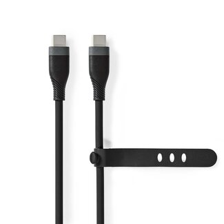 Nedis Nedis USB-C naar USB-C siliconen kabel - USB2.0 - PD 60W / zwart - 1,5 meter