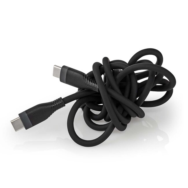Nedis USB-C naar USB-C siliconen kabel - USB2.0 - PD 60W / zwart - 1,5 meter