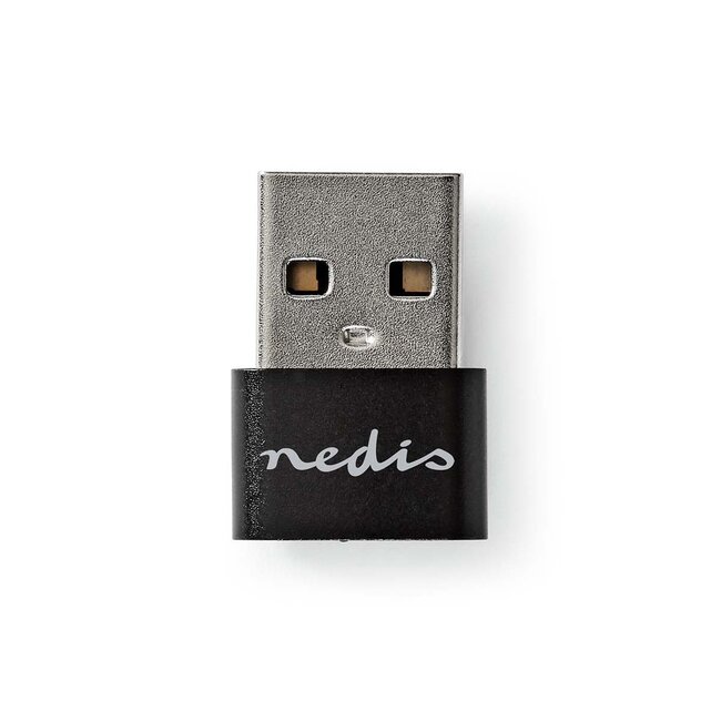 Nedis USB-A (m) - USB-C (v) adapter - compact - USB2.0 / zwart