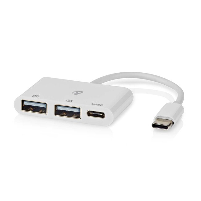 Nedis USB-C hub met 2x USB-A en 1x USB-C - busgevoed - USB2.0 / wit - 0,10 meter