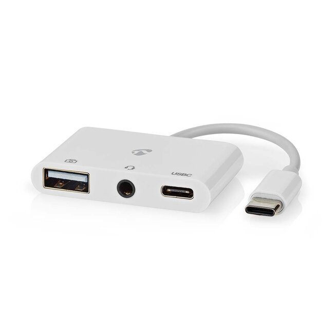 Nedis USB-C naar 3,5mm Jack, USB-A en USB-C adapter - actief / wit - 0,10 meter