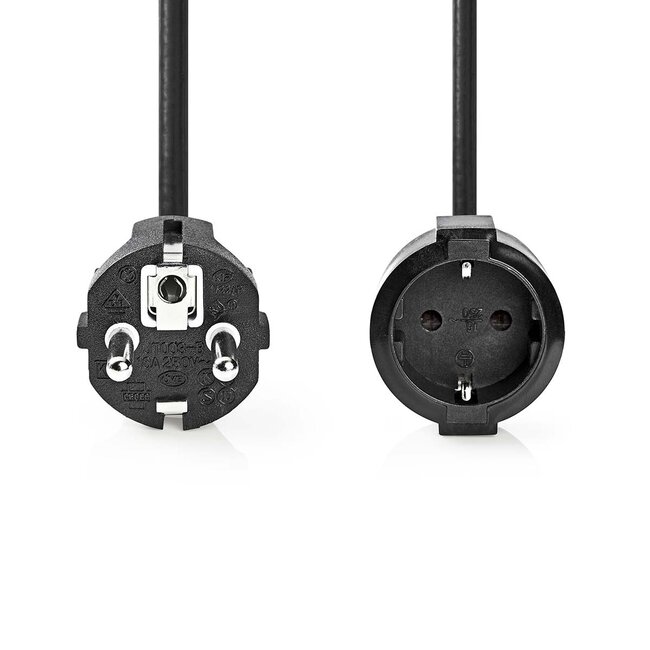 Nedis CEE 7/7 (recht) - CEE 7/3 (recht) stroom verlengkabel - 3x 1,50mm / zwart - 5 meter