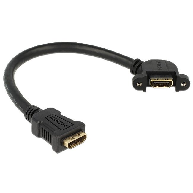 HDMI (v) - HDMI (v) haaks koppelstuk / inbouw - versie 1.4 (4K 30Hz) - 0,25 meter