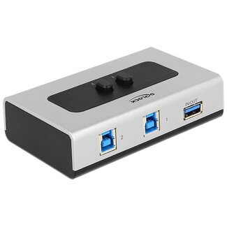 DeLOCK DeLOCK bi-directionele USB schakelaar 2x USB-B - 1x USB-A - USB3.0 / zilver/zwart