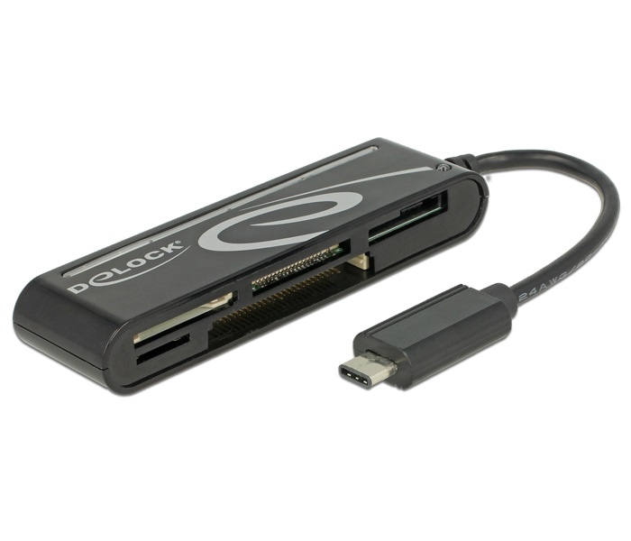 DeLOCK USB Cardreader all-in-one met USB-C connector en 5 kaartsleuven (o.a. SD 3.0/UHS-I) - USB2.0