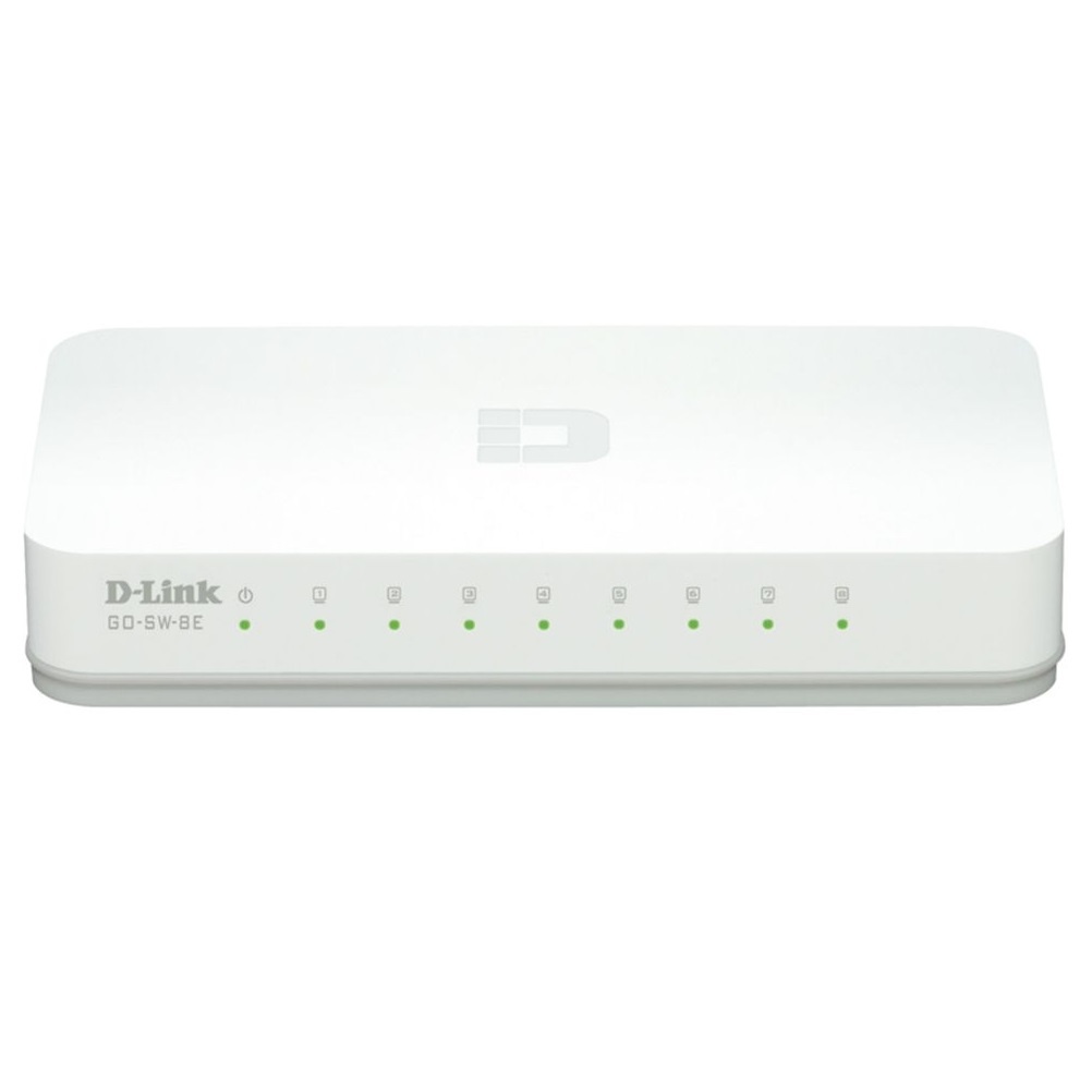 D-link D-Link GO-SW-8E/E. Switch type: Unmanaged. Type basis-switching RJ-45 Ethernet-poorten: Fast Ethernet (10/100), Aantal basis-switching RJ-45 Ethernet-poorten: 8. Full duplex