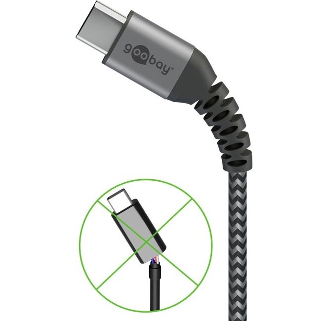 Goobay USB-C naar USB-C kabel - USB2.0 - tot 60W / nylon - 0,50 meter