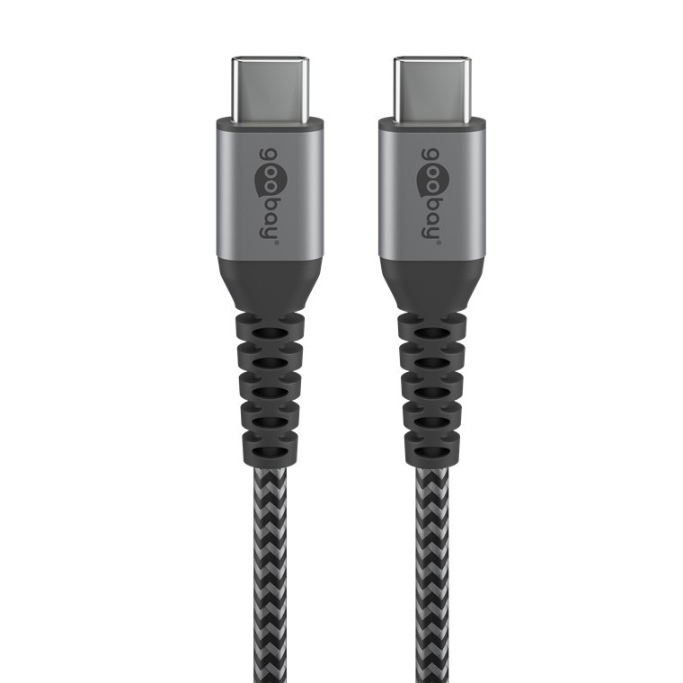 Goobay 49303, 2 m, USB C, USB C, 480 Mbit/s, Grijs, Zilver