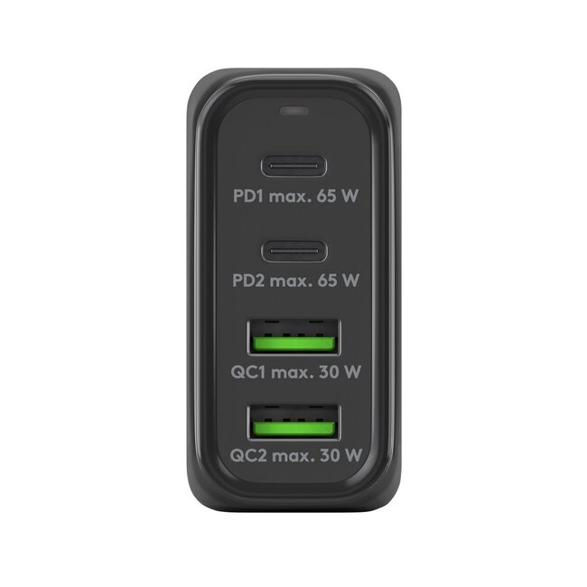Goobay thuislader met 2x USB-C PD en 2x USB-A QC - GaN - 68W / zwart
