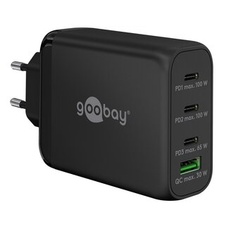 Goobay Goobay thuislader met 3x USB-C PD en 1x USB-A QC - GaN - 100W / zwart
