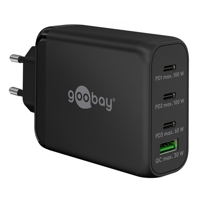Goobay thuislader met 3x USB-C PD en 1x USB-A QC - GaN - 100W / zwart