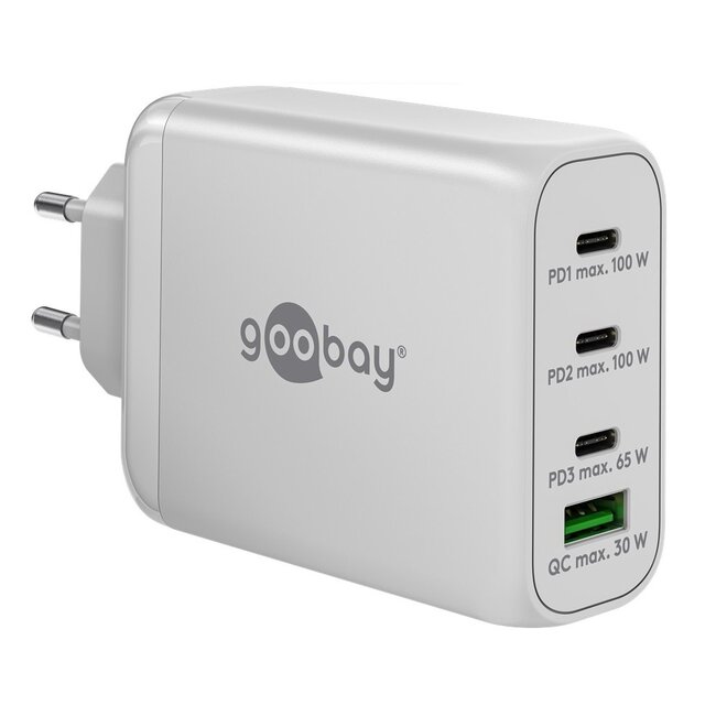 Goobay thuislader met 3x USB-C PD en 1x USB-A QC - GaN - 100W / wit