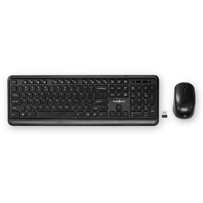 Nedis draadloze multimedia USB toetsenbord en muis set - QWERTY (US) / zwart