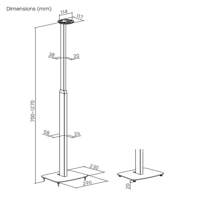My Wall statief set voor Sonos Era 100 / Era 100 SL - hoogte verstelbaar / wit