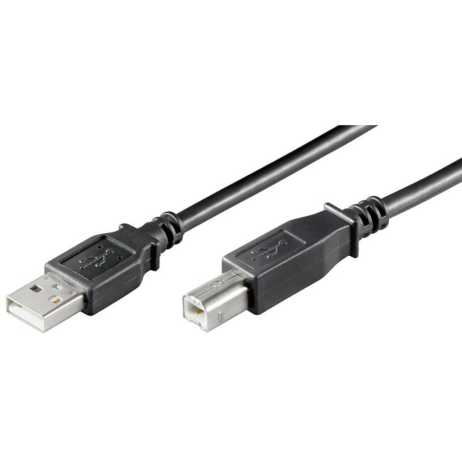 USB naar USB-B kabel - USB2.0 - tot 0,5A / zwart - 0,25 meter