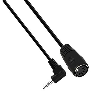 Universal DIN 5-pins (v) - 3,5mm Jack (m) haaks audiokabel / zwart - 0,50 meter