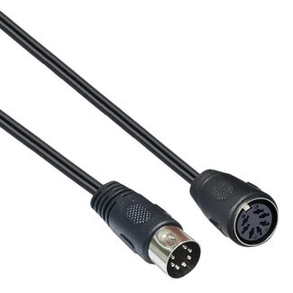 Universal DIN 7-pins audio verlengkabel / zwart - 1,5 meter