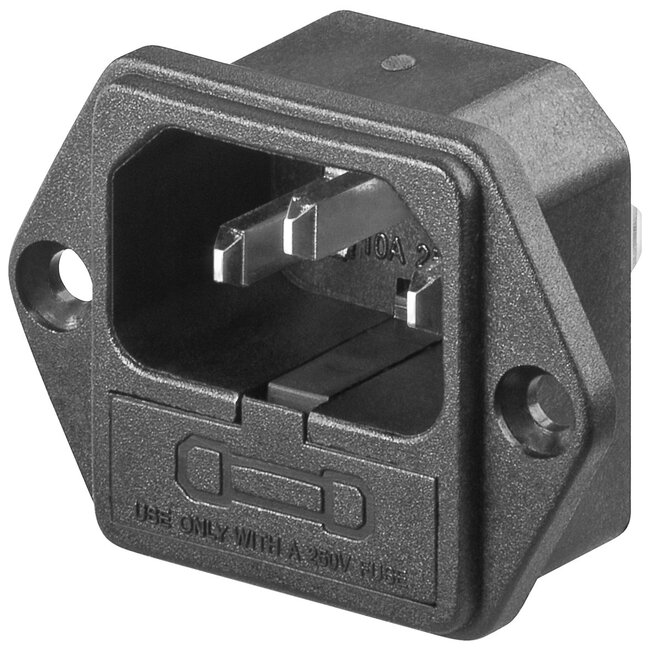 C14 chassis connector met zekeringhouder