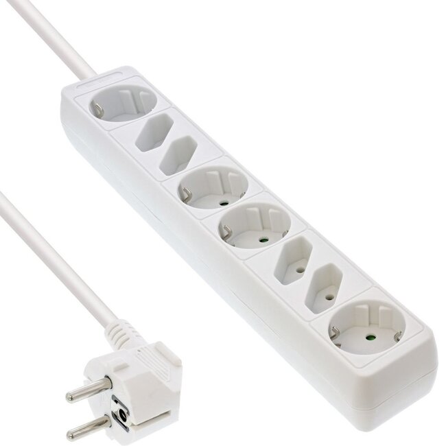 Stekkerdoos met 8 contacten (4+4) / wit - 1,5 meter