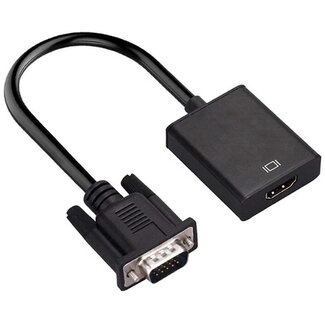 Dolphix VGA + 3,5mm Jack (v) naar HDMI adapter met HDCP - voeding via Micro USB / zwart - 0,15 meter