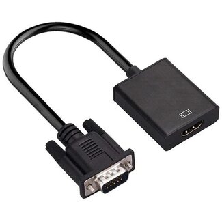 Universal VGA + 3,5mm Jack (v) naar HDMI adapter met HDCP - voeding via Micro USB / zwart - 0,15 meter