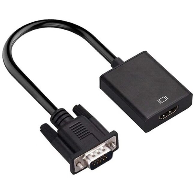 VGA + 3,5mm Jack (v) naar HDMI adapter met HDCP - voeding via Micro USB / zwart - 0,15 meter