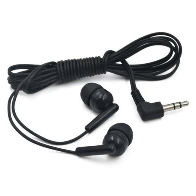 Stereo in-ear earphones voor tours, musea, scholen etc. / zwart - 1,2 meter