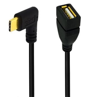 Universal USB-C (m) haaks (links/rechts) naar USB-A (v) adapter - USB2.0 / zwart - 0,25 meter