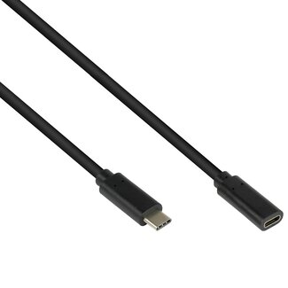 Good Connections USB-C naar USB-C verlengkabel - USB3.2 (tot 10 Gbit/s) - PD tot 20V/5A - video tot 4K 60Hz / zwart - 0,50 meter
